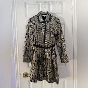 Victoria Beckham Gold and Black Long Sleeve Dress